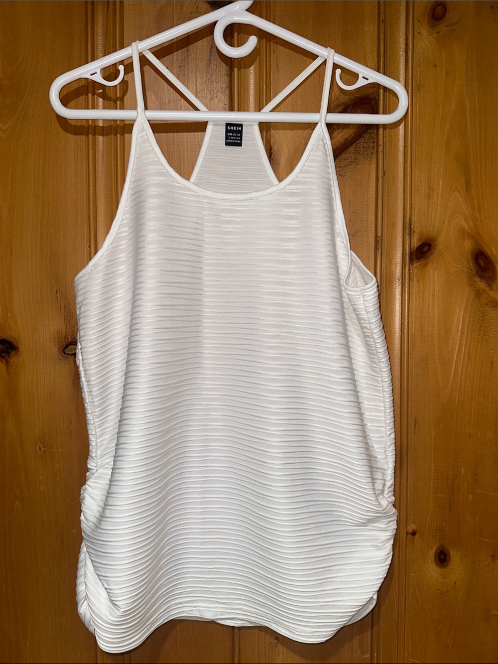 SHEIN White Textured Ribbed Spaghetti Strap Cami